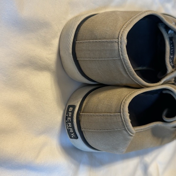 Sperry shoes since 1935 khaki athletic casual no tie navy blue stripes women sz9 - Picture 6 of 6